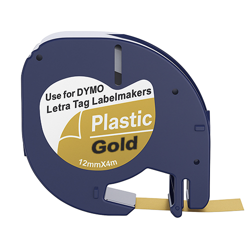 Dymo 91207 kompatible Etikettenband, Schwarz auf gold, 12mm x 4m